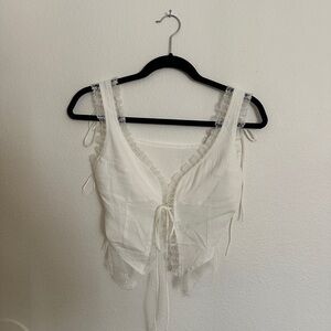 Commense White Lace Trim Tank Top